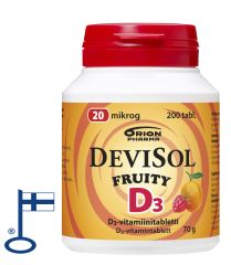 DEVISOL FRUITY 20 MIKROG IMESKELYTABLETTI 200 kpl